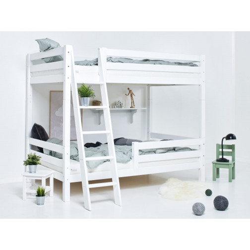 Premium High Lit superposé avec échelle inclinée et  1/2 120 x 200 - Blanc