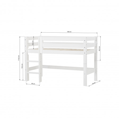 Premium Lit mezzanine  70x160cm, blanc