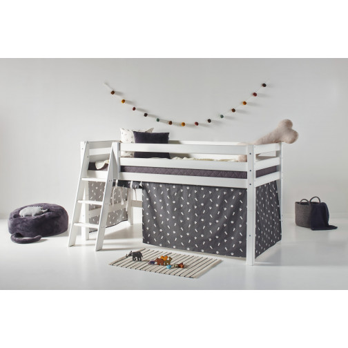 Lit haut de gamme Premium 90x200cm avec échelle inclinée, blanc