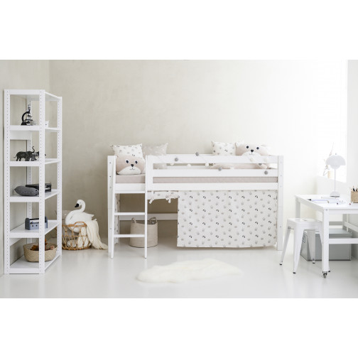 Lit haut de gamme Premium 90x200cm avec échelle inclinée, blanc