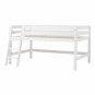 lit mezzanine haut avec échelle inclinée 120 x 200 - blanc