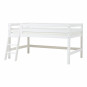 lit mezzanine haut avec échelle inclinée 120 x 200 - blanc