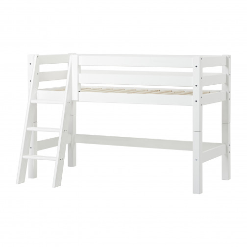 Lit de qualité supérieure 70x160cm avec échelle inclinée, blanc