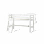 Lit de qualité supérieure 70x160cm avec échelle inclinée, blanc
