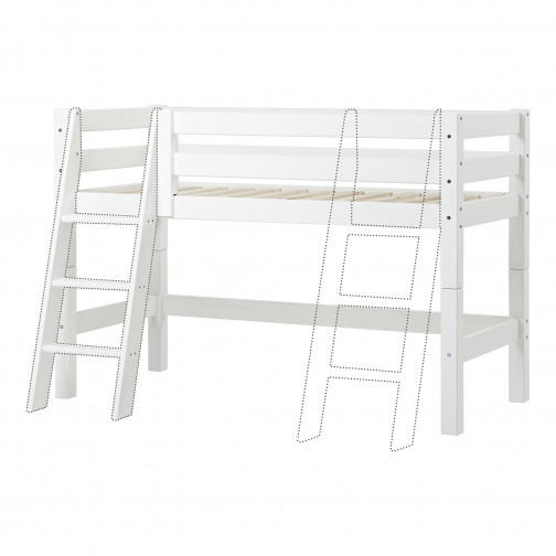 Lit de qualité supérieure 70x160cm avec échelle inclinée, blanc