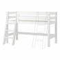 Lit de qualité supérieure 70x160cm avec échelle inclinée, blanc