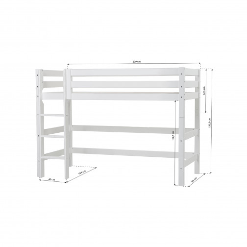 Lit haut haut haut de gamme 90x200 cm, blanc