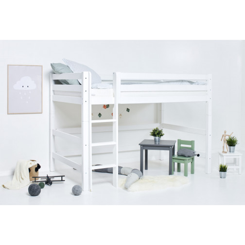 Lit haut avec échelle 120 x 200 - Blanc