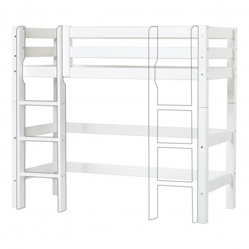 Lit haut haut de mi-temps 70x160 cm, blanc