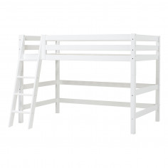 Lit haut haut haut de mi-minuit 120x200 cm avec échelle inclinée, blanc
