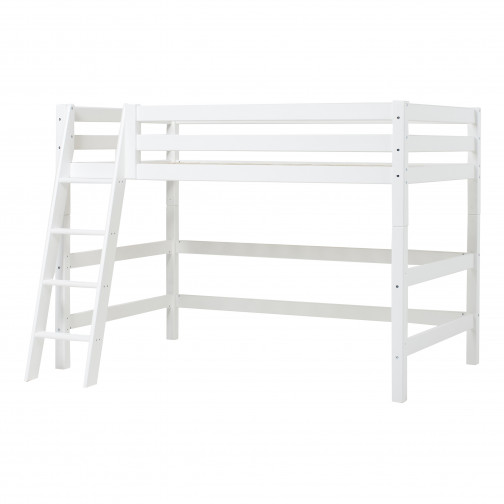 Lit haut haut haut de mi-minuit 120x200 cm avec échelle inclinée, blanc