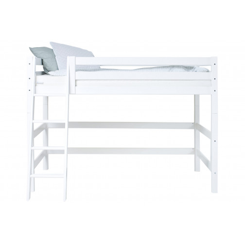 Lit haut haut haut de mi-minuit 120x200 cm avec échelle inclinée, blanc