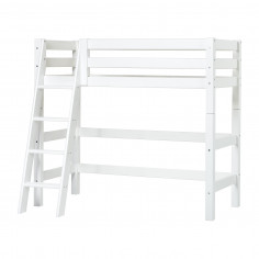 Lit haut haut haut de gamme 70x160 cm avec échelle inclinée, blanc