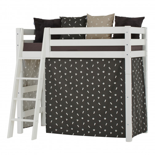 Lit haut haut haut de gamme 70x160 cm avec échelle inclinée, blanc