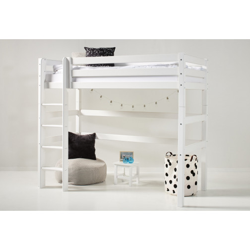 Premium High Sleeper 90x200cm, cadre de lattes flexible, blanc