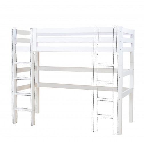 Premium High Sleeper 90x200cm, cadre de lattes flexible, blanc