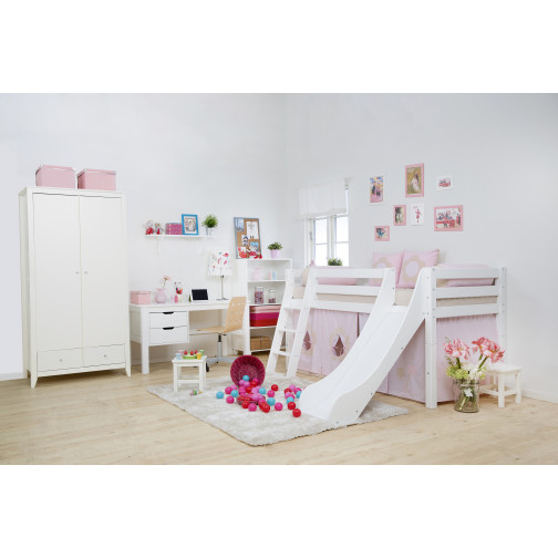 Lit mezzanine toboggan 90x200cm , blanc