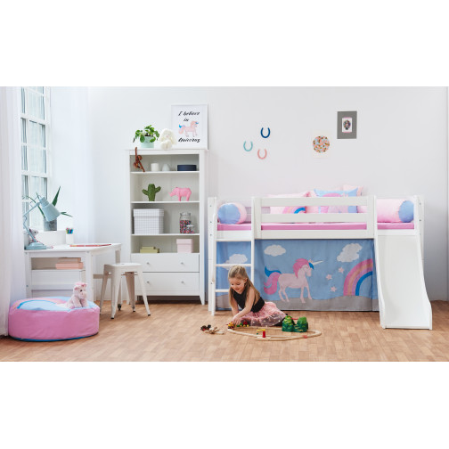 Lit mezzanine toboggan 90x200cm , blanc