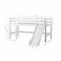 Lit mezzanine 90x200cm avec toboggan, blanc