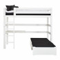 Mega lit Premium 90x200cm avec salon-modulee et bureau, cadre de lattes flexible, blanc
