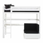Mega lit Premium 90x200cm avec salon-modulee et bureau, cadre de lattes flexible, blanc