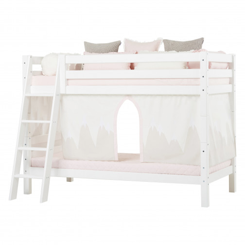 Lit superposé Premium 90x200cm avec échelle inclinée, cadre de lattes flexible, blanc