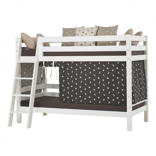 Lit superposé Premium 90x200cm avec échelle inclinée, cadre de lattes flexible, blanc