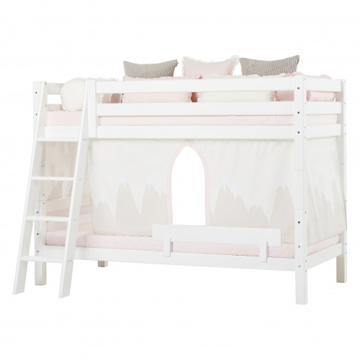 Lit superposé Premium 90x200cm avec échelle inclinée, cadre de lattes flexible, blanc