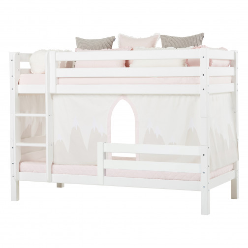 Lit superposé Premium 90x200 cm avec deux rails de sécurité, cadre de lattes flexibles, blanc