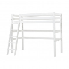 Sleeper haut de gamme 90x200cm avec échelle inclinée, cadre de lattes flexible, blanc