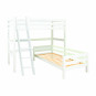Angle de lit superposé Premium 90x200cm avec échelle inclinée, cadre de lattes flexible, blanc