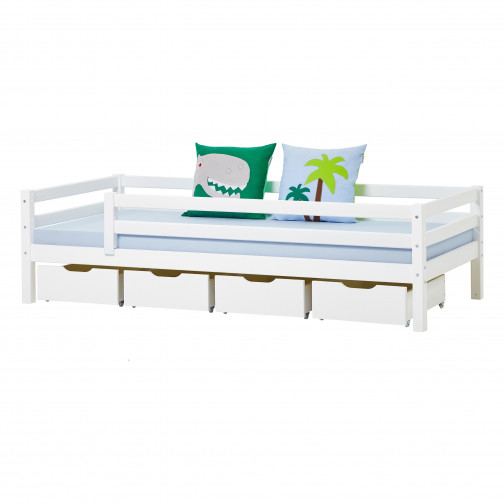 Lit Junior Premium avec  3/4 90x200 cm, cadre de lattes flexible, blanc