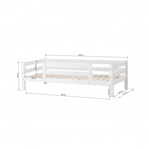 Lit Junior Premium 90x200cm avec 1/2 , cadre de lattes flexibles, blanc