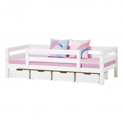 Lit Junior Premium 90x200cm avec 1/2 , cadre de lattes flexibles, blanc