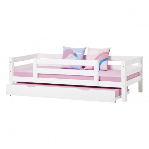 Lit Junior Premium 90x200cm avec 1/2 , cadre de lattes flexibles, blanc