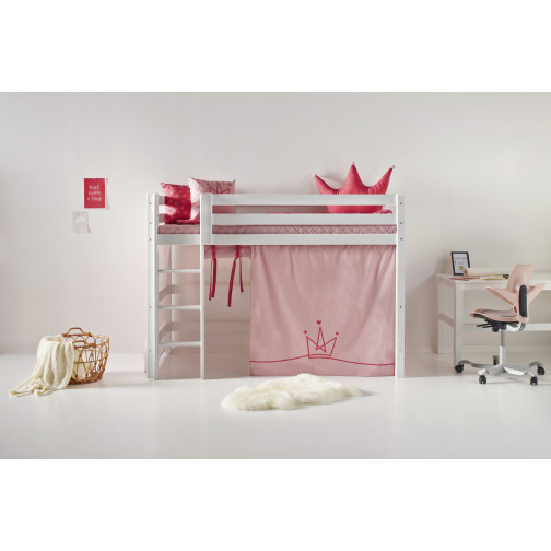 Lit haut haut haut-t-haut 90x200 cm, cadre de lattes flexibles, blanc