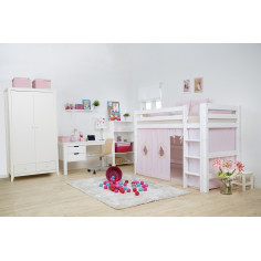 Lit haut haut haut-t-haut 90x200 cm, cadre de lattes flexibles, blanc