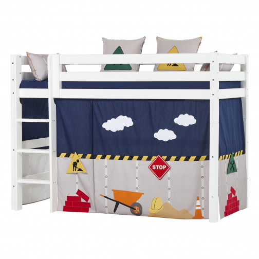 Lit haut haut haut-t-haut 90x200 cm, cadre de lattes flexibles, blanc