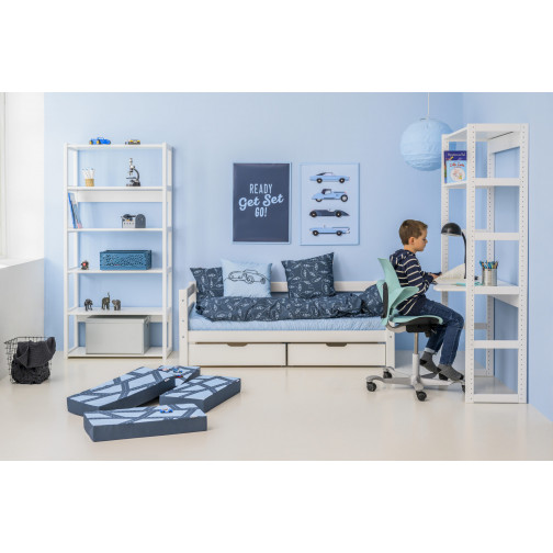 Section de l'étage avec 2 étagères et bureau, 80 cm, blanc
