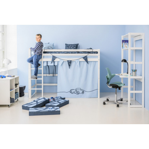 Section de l'étage avec 2 étagères et bureau, 80 cm, blanc