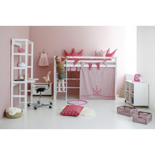 Section de l'étage avec 2 étagères et bureau, 100 cm, blanc