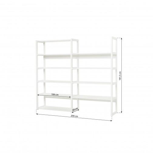 Section de l'étage W. 8 étagères, 100 cm, blanc