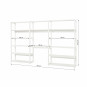 Étage bibliothèque avec 3 sections, 14 étagères et bureau 80 cm de large, blanc