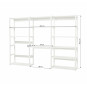 Étage bibliothèque avec 3 sections, 12 étagères et bureau 80 cm de large, blanc