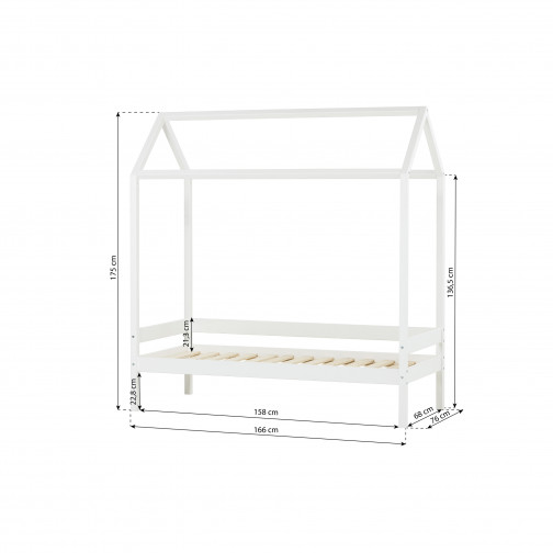 Lit cabane marie 70x160cm, Blanc