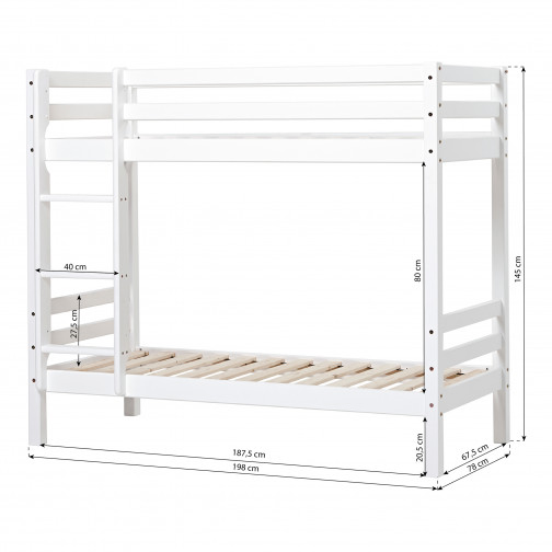 Lecteur superposé non divisible 70x190cm, blanc