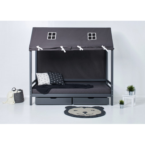Module de lit maison 90 x 200 - Perle fumée Ma couleur