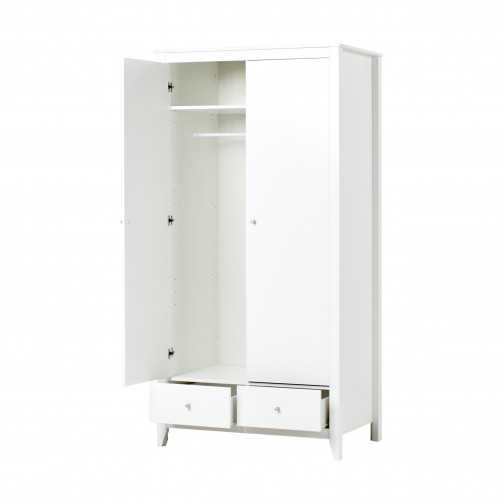 Armoire avec 2 portes et 2 tiroirs, blanc