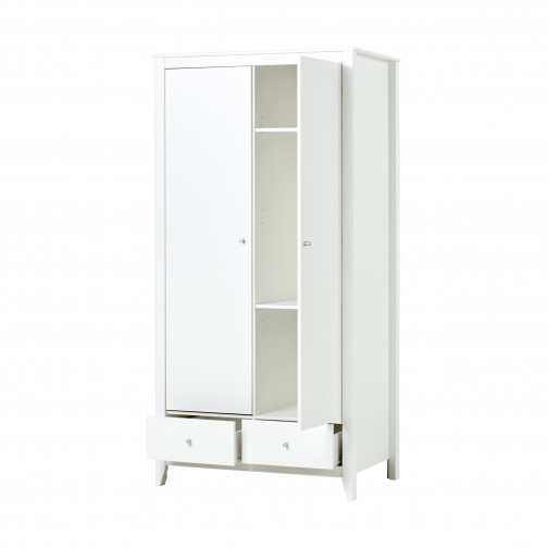 Armoire avec 2 portes et 2 tiroirs, blanc