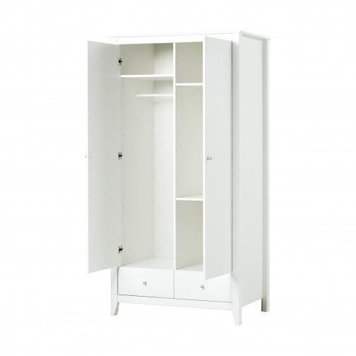 Armoire avec 2 portes et 2 tiroirs, blanc